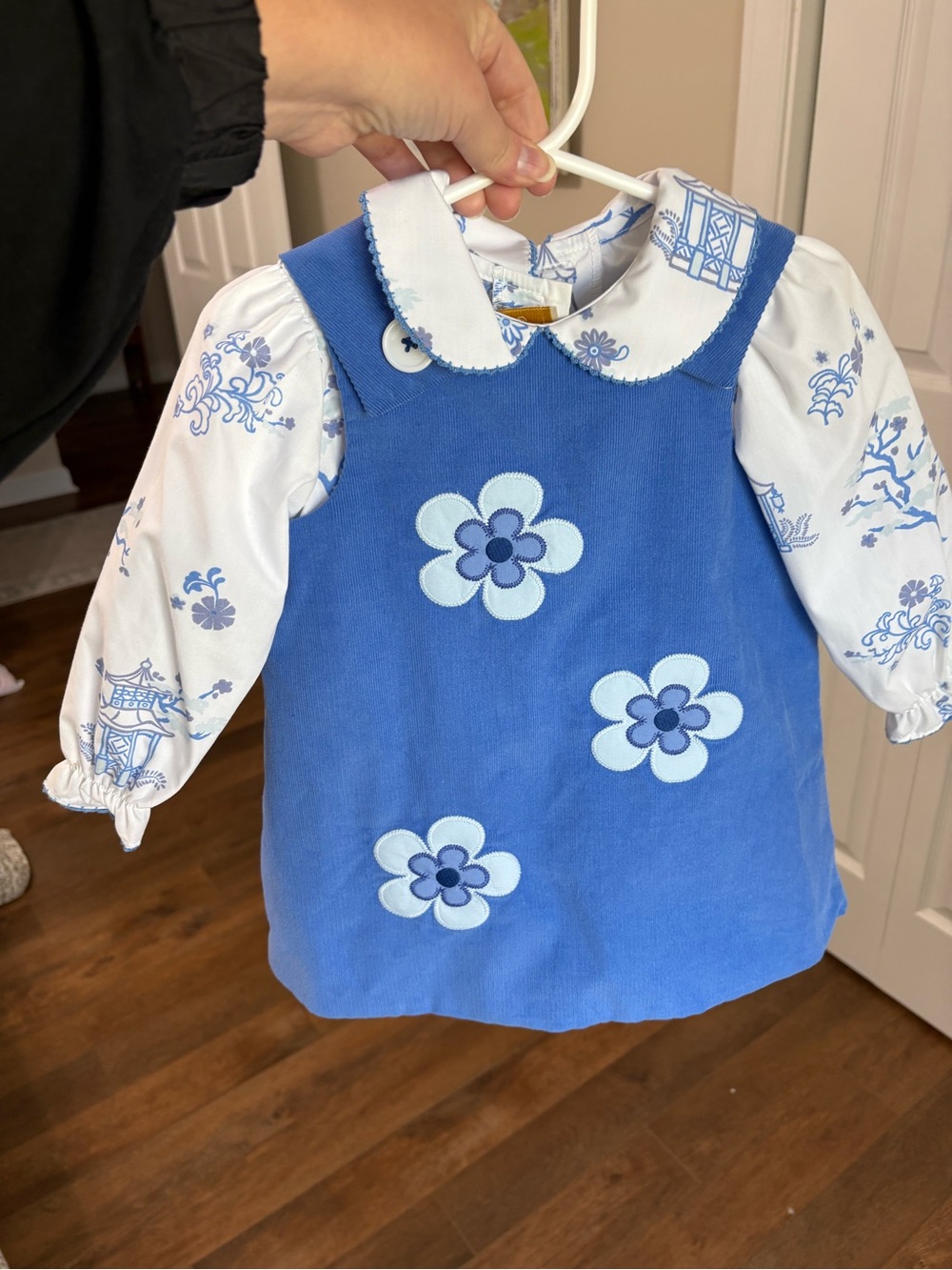 The Beaufort Bonnet Company 18-24M Blue Floral Corduroy Jumper Set